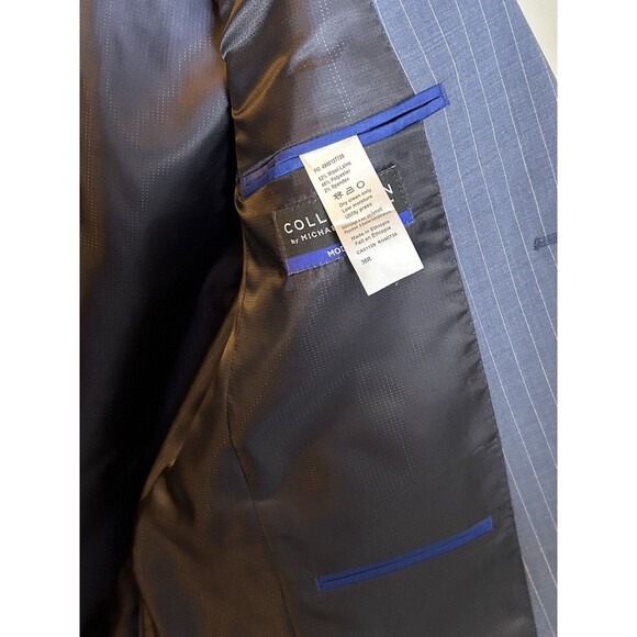 Michael Strahan Collection Suit Jacket Coat Tech Wool 36 Modern Fit Blue Stripe - Picture 8 of 8